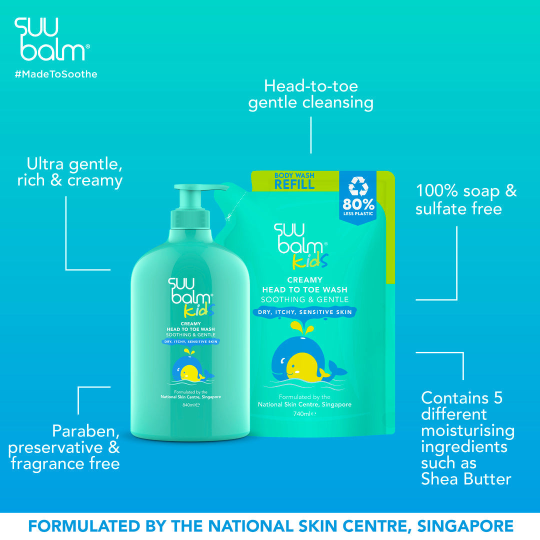 Suu Balm Kids Creamy Head To Toe Wash (Soothing & Gentle)